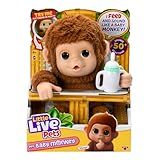 Little Live Pets My Baby Monkey Mango - Interactive Plush Toy, 50+ Sounds & Reactions, Moving Mouth, Bottle Feeding, Thumb Sucking, Grippy Hands & Feet, Soft Cuddly Stuffed Animal – Gift for Kids 4+