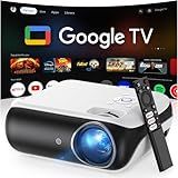 HAPPRUN Native 1080P Projector, Bluetooth Home Theater Movie Projector with Built-in Speaker, Compatible with Smartphone, HDMI, Fire Stick, PS5, Indoor & Outdoor Use -With Google TV System