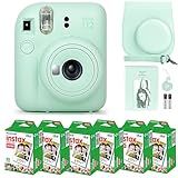 Fujifilm Instax Mini 12 Instant Camera Mint Green and Fuji Film Value Pack (60 Sheets) Bundle with Sturdy Tiger Accessories, Carrying Case, Photo Album 64 Pockets