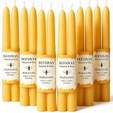Beeswax Taper Candles,Pure Bees Wax Candle Sticks,8 Inch,12 Pack,Non-Toxic