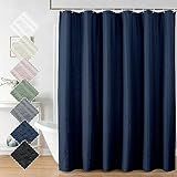 Aiyufeng Moga Navy Blue Fabric Shower Curtains for Bathroom - Blue Hotel Spa Polyester Cloth Bath Curtain with 12 Holes, 72x72, Machine Washable, Navy Blue