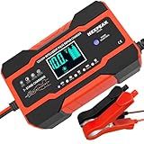 NEXPEAK NC201 10-Amp Battery Charger, Smart Trickle Charger 12V 24V Car Battery Charger Fully Automatic Maintainer Desulfator w/Temp Compensation for Car Truck Lawn Mower Boat Marine Batteries