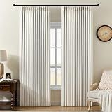 Pinch Pleated Curtains 100% Blackout Linen Curtains 84 Inches Long for Bedroom Living Room, Natural Memory Trained Thermal Insulated Room Darkening Window Pleat Drapes with Hooks, 2 Panels, 40"Wx84"L