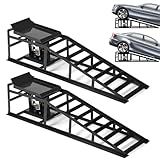 2PCS 5T 11000lbs Hydraulic Car Ramps, Heavy Duty Hydraulic Vehicle Ramps Lift Ramp, Portable Car Ramps for Oil Changes, Car Lifts for Home Garage, Vehicle Auto Garage Repair