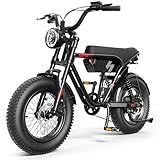 Hopepeak 16" Electric Bike for Teens Adults,Peak 1500W 48V 10.4Ah,20+MPH & 55 Miles Long Range Fat Tire All-Terrain Electric Motorcycle, Hydraulic Brakes,Full Suspension Ebike for Mountain,Snow,Sand