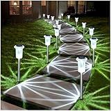 DenicMic Solar Lights Outdoor 10 Pack Waterproof 6000K Cold White LED Stainless Steel Stake Outside Lights for Yard Pathway Garden Driveway Walkway Landscape Path Lighting