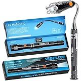 VIBELITE Extendable Magnetic Flashlight with Telescoping Magnet Pickup Tool-Cool Gadget Birthday for Men, Dad, Husband, Him, Father, Mechanic,Tech, Handyman, Boyfriend, Women, Black