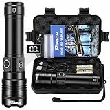 PHIXTON Rechargeable Flashlights 100000 High Lumens Long Range 3280 FT, Super Bright USB C LED Flashlight Long Lasting 15 Hours, Powerful Multifunctional Strong Flash Lights, for Camping