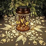 Tepaken Solar Lanterns Outdoor Waterproof Hummingbird Garden Decor Gifts for Women Mom Grandma Hanging Solar Lights Metal Solar Decoration Outside for Yard, Patio, Backyard, Porch