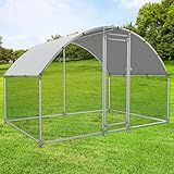 NUGRIART Large Metal Chicken Coop Walk-in Poultry Cage with Water-Resident and Anti-UV Cover Duck Rabbit Cat House Outdoor Chicken Run Pen with Round Roof