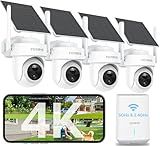 4K Security Cameras Wireless Outdoor, No Subscription, Works in -14°F Cold [2025 New] Solar-Powered Home Security Camera System with 360° Auto Tracking, Color Night Vision, 5G & 2.4G WiFi, Easy Setup