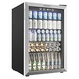 EUHOMY 145 Can Mini Fridge, 4.5 Cu.ft Beverage Refrigerator with Glass Door