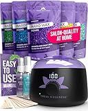 Tress Wellness Waxing Kit for Sensitive Skin, Safe for Face & Skin, Prep & Aftercare Spray, Easy to Use, At-Home Kit for Face, Bikini, Brazilian & Full Body - Digital Display, Black Purple Flower