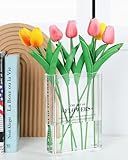Book-Shaped Vase for Flowers, Book Lovers Gifts, Aesthetic Room Decor Cute Flowers Vases & Must-Have for Home, Bookshelf, Bedroom & Office Decor for Women & Teacher Gift - Like Mothers Day (Clear)