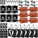 Rigibright 60Pcs Groomsmen Gifts Set of 6, Groomsmen Proposal Box with Flasks Sunglasses PU Leather Toiletry Bag Bottle Opener for Wedding Groomsman Best Man Gift