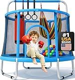Happin® 55’’ Trampoline for Kids with Safety Enclosure, Indoor & Outdoor Toddler Trampoline, Ultra Safe Design with Multi Activity Accessories, Perfect for Boys & Girls Ages 1–8