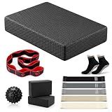 Thenshop 11 Pcs Exercise Balance Pad and Yoga Kits for Home Workouts with Resistance Bands, Yoga Blocks, Stretch Strap, Massage Ball, Pilates Socks Fitness and Stability Training Physical Therapy