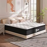 CRYREINA Queen Mattress 12 inch, Hybrid Mattress in a Box, Individually Pocket Springs, Medium Firm Feel for Pressure Relief, Breathable Comfort, CertiPUR-US Certified, Gray&White