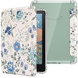 MoKo Case for All-new 7" Kindle Paperwhite 12th Gen 2024&Kindle Colorsoft Signature Edition 2024,Ultra Clear Soft Flexible Transparent TPU Back Cover Light Shell with Auto Wake/Sleep,White Blue Floral
