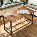 Outdoor Coffee Table, 33.4"L x 17.3"W x 18.1"H Rectangle Weather-Resistant Patio Coffee Table, Metal Heavy-Duty Frame Coffee Side Table, Waterproof for Garden, Porch, Balcony, Deck, Poolside, Brown
