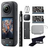 Insta360 X5 Essentials Bundle-8K Waterproof 360 Action Camera|Bundle Includes Selfie Stick, Extra Battery, Utility Fast Charge Case, Standard Lens Guards, Lens Cap, Carry Case(No Card)