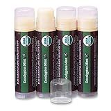 Earth's Daughter USDA Organic Lip Balm 4-Pack Eucalyptus Mint Flavor - Beeswax, Coconut Oil, Vitamin E - Best Lip Repair Chapstick for Dry Cracked Lips.