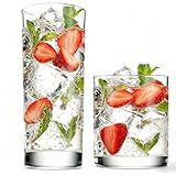 Farielyn-X Everyday Drinking Glasses Set of 8, 14oz Tall Glass Cups & 10.5oz Short Dof Glasses Glass Water Cups, Hurricane Tumbler Drinkware for Cocktail, Iced Coffee, Beer, Tea, Wine, Whiskey