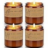 Scented Candles for Women – Large 36 oz Scented Candle Gift Set for Birthday Valentine's Day, Natural Soy Wax Amber Jar Candles with Lavender & Sage, 4-Pack Aromatherapy Set