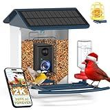 BROAIMX Bird Feeder with Camera-2K HD & Full Color Night Vision, Free AI Forever for 1,1000+ Species Identification, Solar Powered Wireless Outdoor, Includes 64GB TF Card, Two-Way Audio, App Alerts