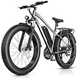 Funhang Electric Bike for Adults, Peak 1000W Ebike, 25MPH 60Miles Electric Mountain Bike, 26" Fat Tire Adult Electric Bicycle with 48V 13AH Battery, Rear Rack, 7 Speed, Front Suspension, Turn Signal