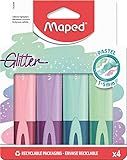 Maped Fluo Peps Glitter Highlighters in Pastel Colors x4 (742046)