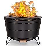 TIKI 27.5-Inch Smokeless Reunion Fire Pit, Large Outdoor Fire Pit for Gatherings, Wood Burning with Removable Ash Pan & Weather-Resistant Cover, Modern Black Design – Perfect for Patio & Backyard