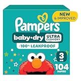 Pampers Diapers - Baby Dry - Size 3, 104 Count, Absorbent Disposable Infant Diaper (Packaging May Vary)