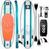 Roc Inflatable Stand Up Paddle Board 10' 6" with Premium SUP Paddle Board Accessories, Wide Stable Design, Non-Slip Comfort Deck for Youth & Adults (Aquas)