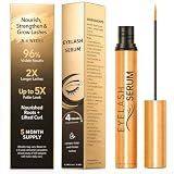 Lash Serum for Eyelash Growth with W-Peptide & 7 Botanicals, Eyelash Growth Serum for Fuller, Longer Lashes, Hormone-Free & Gentle for Sensitive Eyes 5.9 mL