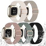 Odbeai Compatible with Fitbit Versa 4 Bands for Woman/Versa 3 Band, Compatible with Fitbit Sense 2 Bands/Sense Band, Water-Resistant Adjustable Stretchy Nylon Sport Strap for Smart Watches, 5 Packs