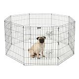 Dog Playpen - Foldable Metal Exercise Puppy Play Pen with 8 24x30in Panels - Indoor/Outdoor Pen with Door for Dogs, Cats or Small Animals by PETMAKER