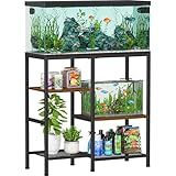 Snughome 30 Gallon Aquarium Stand, Fish Tank Stand with Shelf for Storage, 3 Tier Heavy Metal Frame Fish Tank Stand, 30 Gallon Aquarium Stand for Home Office, 30.31" x 12.01" x 30.31", Rustic Brown