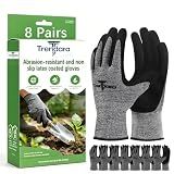 Trendara 8 Pairs gloves for men gardening gloves,garden gloves for women,Breathable latex dipped gloves,Suitable for weeding and warehouse handling