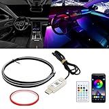 Goodream Interior Car Ambient Lighting Kit, 43.3 Inches RGB USB LED Ultrathin Acrylic Strip Lights Neon Accessories for Cars Truck SUV Center Console Dashboard with APP&Remote Control