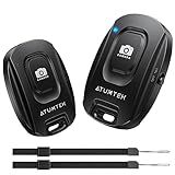 ATUMTEK Camera Remote Shutter for iPhone and Android Smartphones (2 Pack), Wireless Phone Remote Control Selfie Button for Photos and Videos (Bluetooth 5.2), Wrist Strap Included, Black