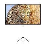 Portable Projector Screen with Stand, Outdoor Movie Screen, 80 Inch 16:9, Light-Weight, Mobile and Compact, Easy Setup and Carrying, Projection Screen with 1.2 Gain Glass Fiber, Idea for Home Cinema.