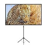 Portable Projector Screen with Stand, Outdoor Movie Screen, 80 Inch 16:9, Light-Weight, Mobile and Compact, Easy Setup and Carrying, Projection Screen with 1.2 Gain Glass Fiber, Idea for Home Cinema.