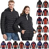LIKEOULI Heated Jackets for Men Women Multiple Zones Heated Hooded Coat Winter Puffer Coat Unisex USB Charging Thermal Coats