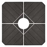 HOMSHADE 4-Piece 220lbs Patio Umbrella Base Outdoor Stand H18 - Offset Cantilever Heavy Duty Weights Square Base Water or Sand Refillable Plate Set