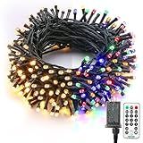 Brizled Christmas Lights, 65.67ft 200 LED Color Changing Tree Lights 11-Function Warm White & Multicolored Christmas Lights, Connectable 29V Safe Adapter Remote Decorative Lights String for Xmas Party