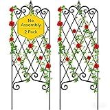 Amagabeli Garden Trellis for Climbing Plants 47” x 16” Rustproof Black Iron Plant Trellis Potted Vines Vegetables Flowers Patio Metal Wire Lattices Grid Panels for Ivy Cucumbers Clematis 2 Pack GT03
