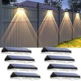 Solar Fence Lights Outdoor, 2700/4000/6000K 3 Mode, 8-12H, Black, 8 Pack