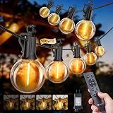 SmartDawn 100FT 31 Bulbs Outdoor String Lights with Remote & Dimmable