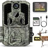 WOSPORTS Trail Camera(Non-Cellular Non-WiFi) 64MP 4K 0.2S Trigger Motion Activated,Game Camera with No-Glow Night Vision 2.0''LCD 120°Wide for Outdoor Scouting Wildlife Monitoring Home Security